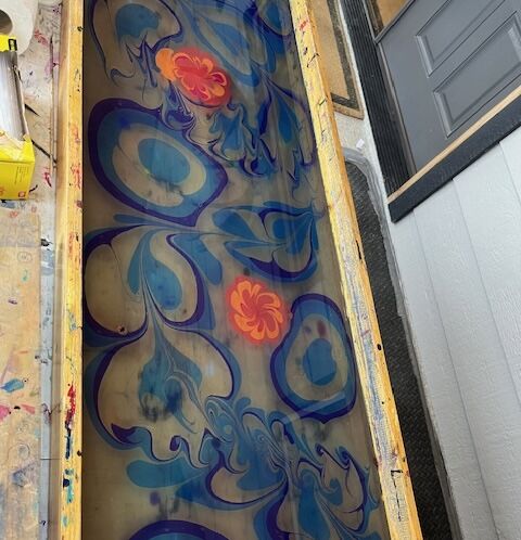 Colours blending together.  